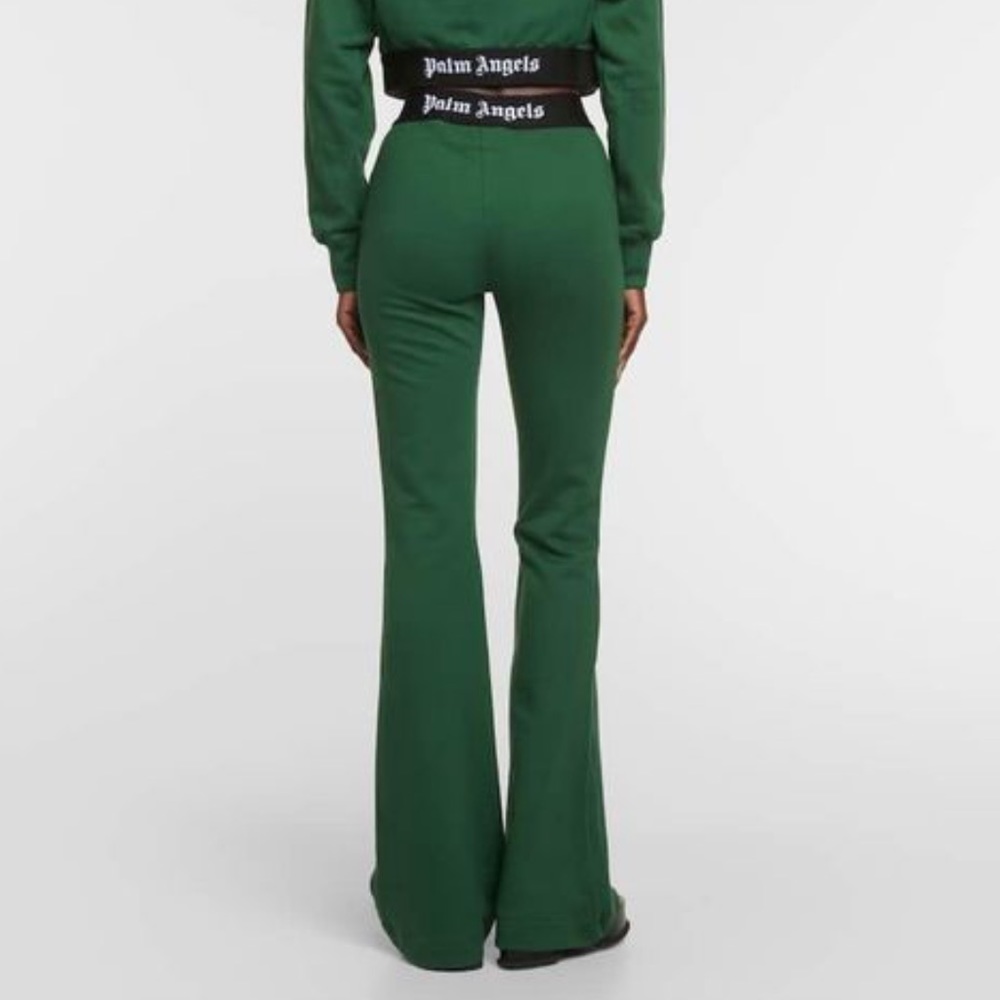 NWT! Palm Angels Green Cotton Jersey Flared Pants Size XS